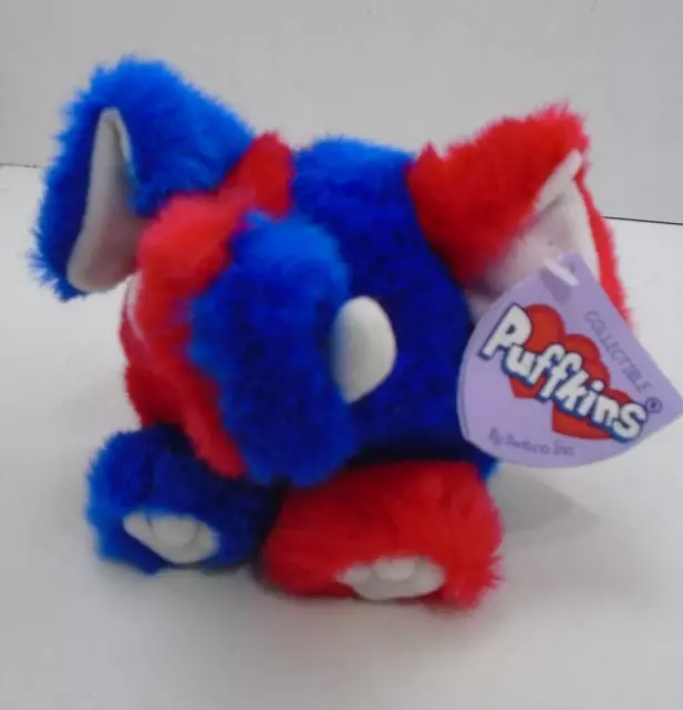 Swibco Puffkins Stars Patriot Red White Blue Elephant Beanie plush toy 5" w/tag