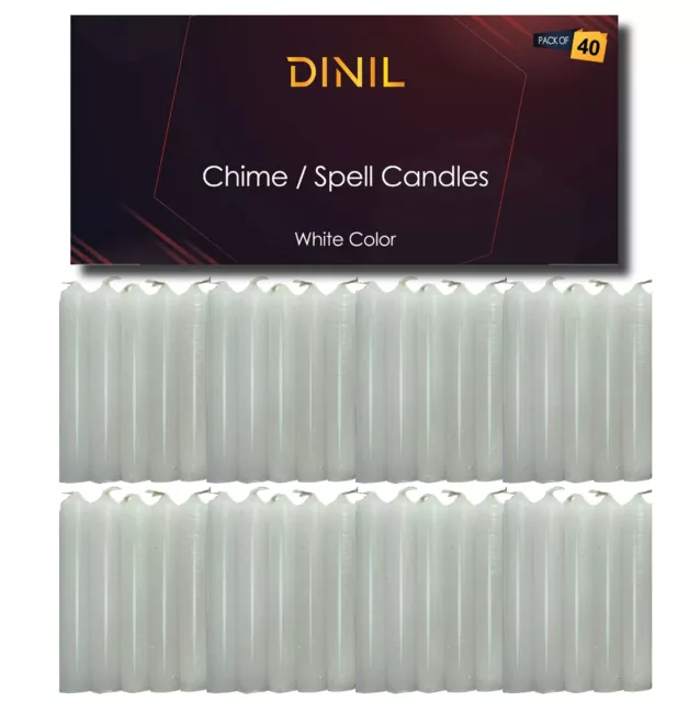 – Spell & Chime Candles (40 White Candles) – 4" x 1/2" Premium Mini Taper Can...