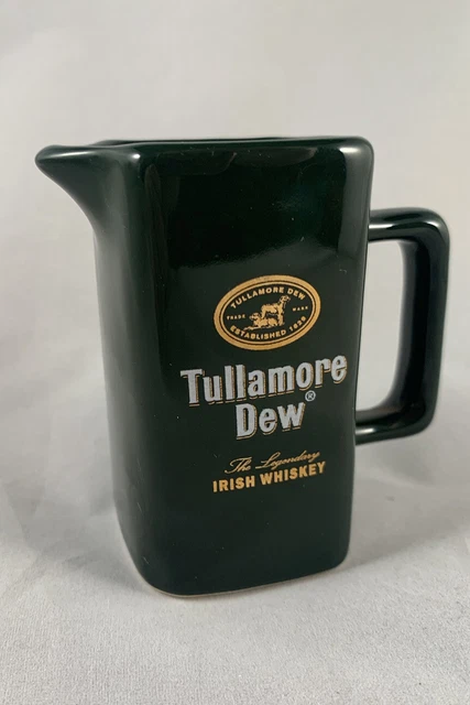 Tullamore Dew Irish Whiskey 3” Tall Dark Green Mini Pub Jug Pitcher