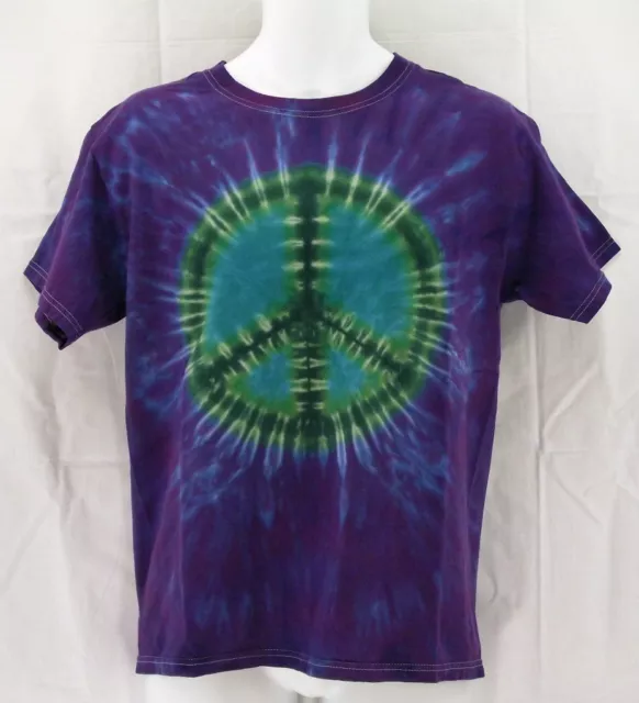 TIE-DYE PEACE SIGN T-shirt Greens w/ Aqua - Violet  NEW