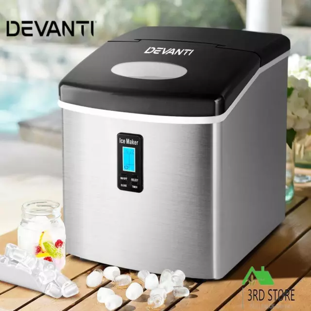 RETURNs Devanti Ice Maker Machine Commercial Stainless Steel Portable Ice Cube T