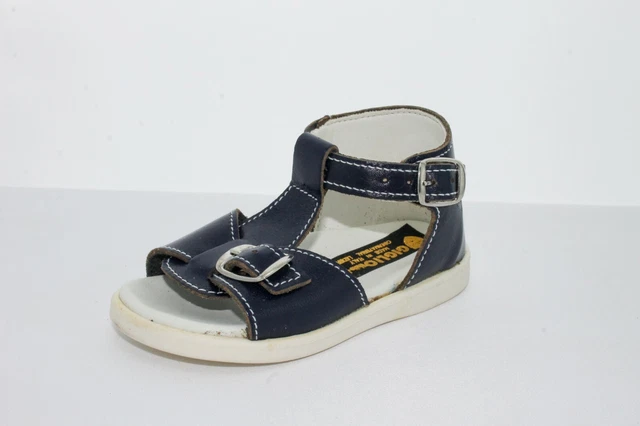 Bambini Ragazzi Sandali Tgl 22 Giglio pelle Blu Vero Vintage 80's Bambini Scarpe
