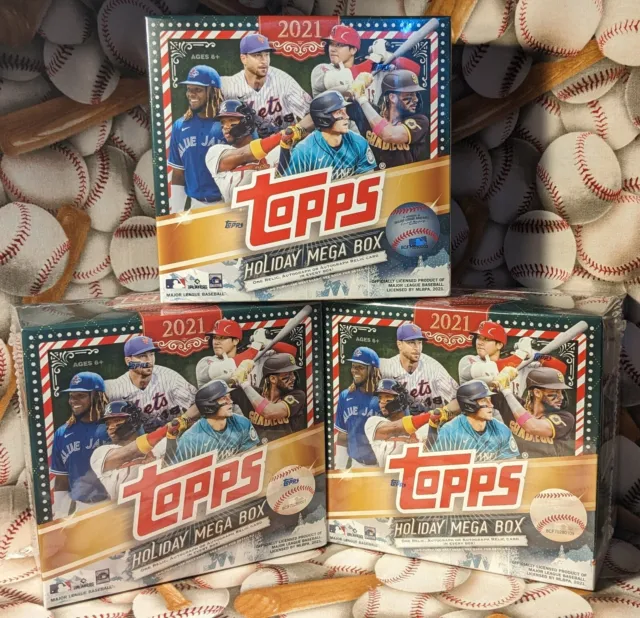 2021 Topps Holiday Sealed Mega Box Lot of 3 (One Auto or Relic Per Box) NR