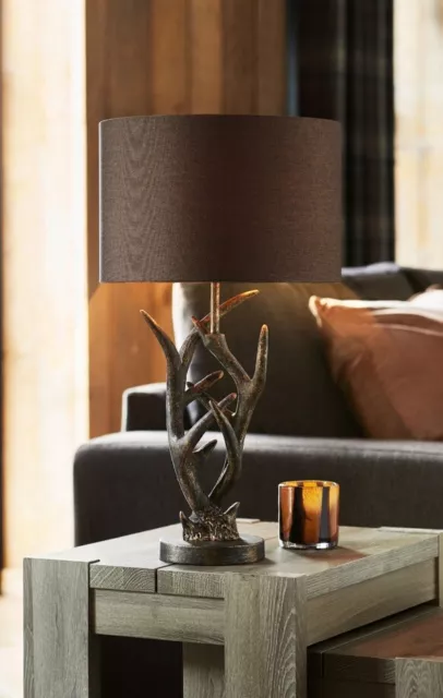 Next L Black Bronze Antler Table Lamp Deer Stag Audley Deer Country Home Decor