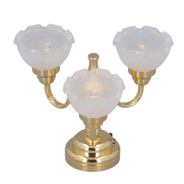 Miniature Chandelier Lamp 3 Heads Battery Powered 1:12 Dollhouse