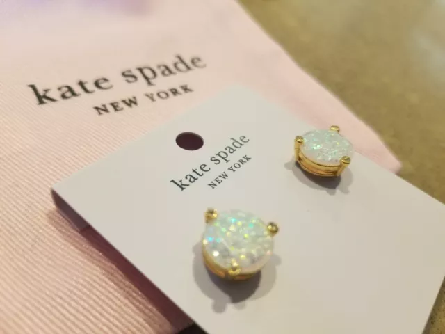 Kate Spade New York Opal Glitter stud post earrings Rise and Shine NEW white