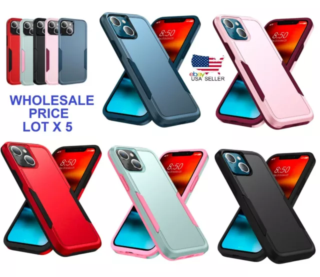 wholesale lot 5 for iPhone 15 14 13 12 11 XR Defender Case Impact MILITARY GRADE