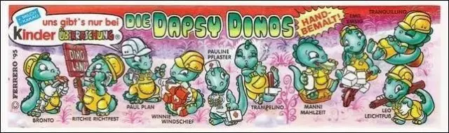 KINDER 1993 -Hartplastikfiguren - Die Drolly Dinos - beipackzettel -BPZ Tedesca