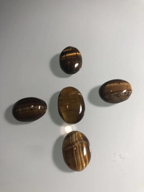 5 pc Natural Tiger Eyr Oval cut Cabochon Gemstone Tiger Eye 50 TCW (total Carat)
