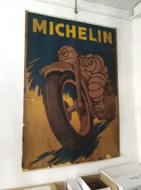 Manifesto Pubblicitario Pneumatici Michelin  moto  Bibendum epoca