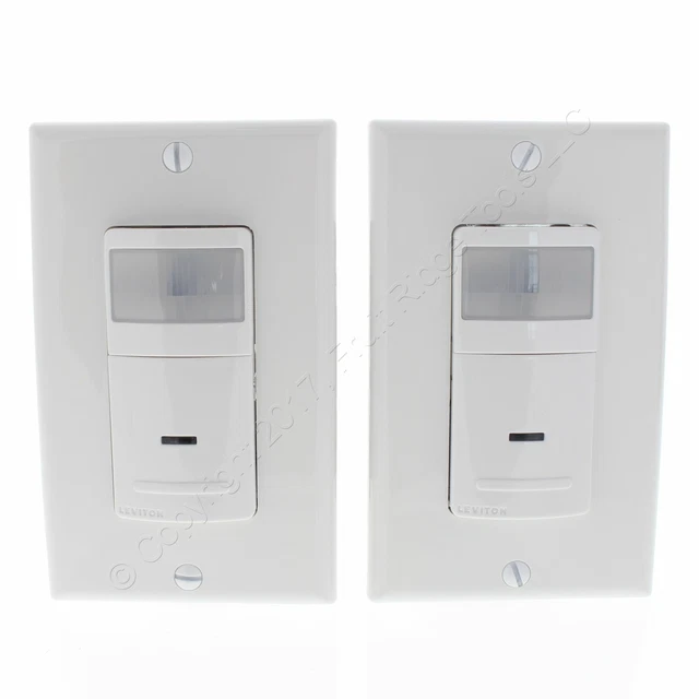2 LEVITON WHITE Motion Sensor 1Pole/3Way LED Light Switches 900Sq Ft