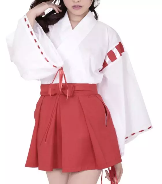 Japanese Woman's Kimono MIKO costume JYUBAN Red Skirt SET Shinto shrine