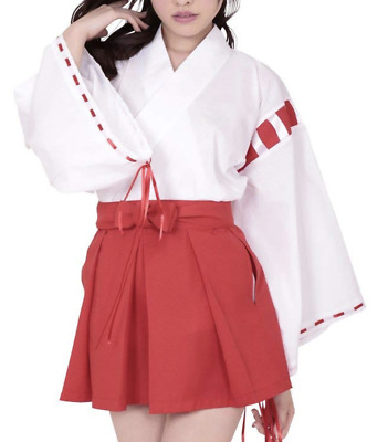 Japanese Woman's Kimono MIKO costume JYUBAN Red Skirt SET Shinto shrine size:M