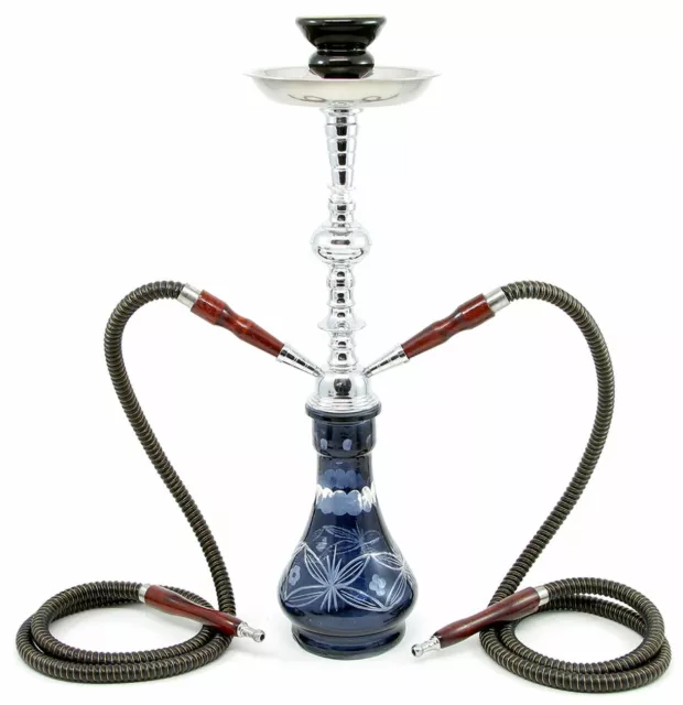 2 hose 21" Black Hookah shisha sale bar narguile pipe glass water Vase new