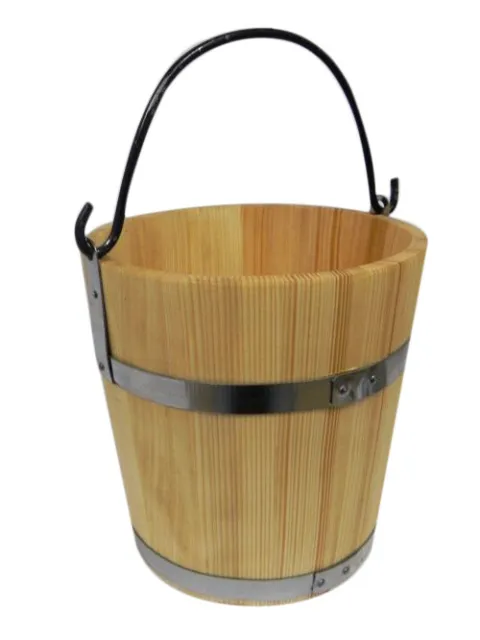 Big Wooden Bucket with metal ring and handle 15l - old style very solid NEW