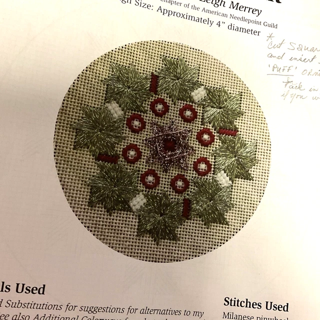 Gráfico de agujas Sara Leigh Merrey adorno corona diseñado para lienzo de 18 quilates