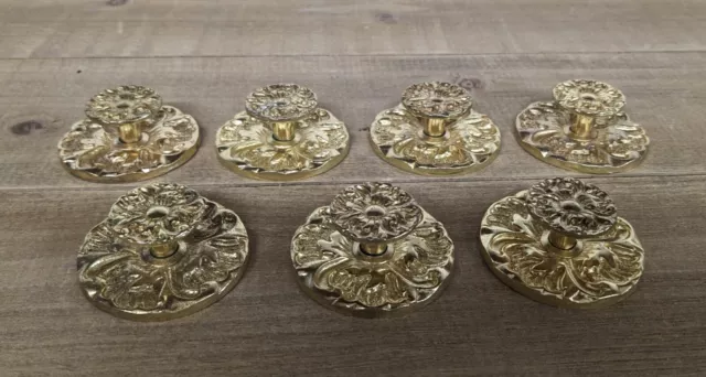 14 pc Vtg. Brass French Provincial Dresser Cabinet Drawer Pull Handle Knobs