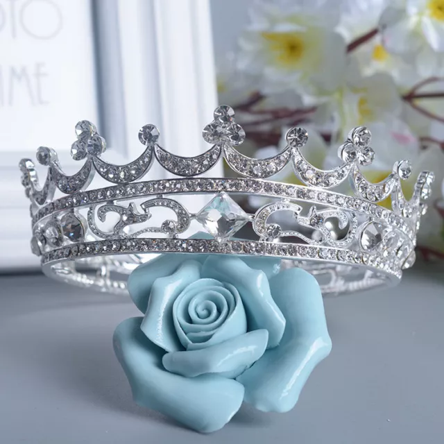 4.5cm High Full Crystal King Wedding Bridal Party Pageant Prom Tiara Round Crown 2