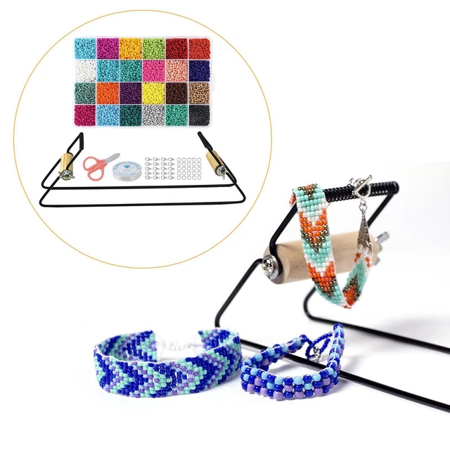 Juego de telar de perlas metálicas, Rocailles, anillos de flexión abiertos, para manualidades, tijeras,