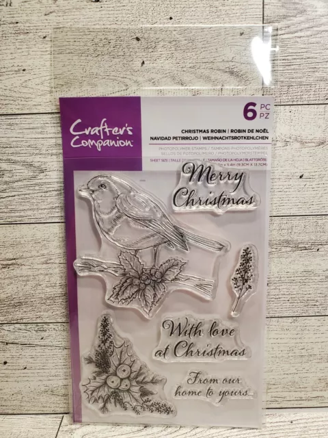 Crafters Companion Christmas Robin Photopolymer Stamp set New