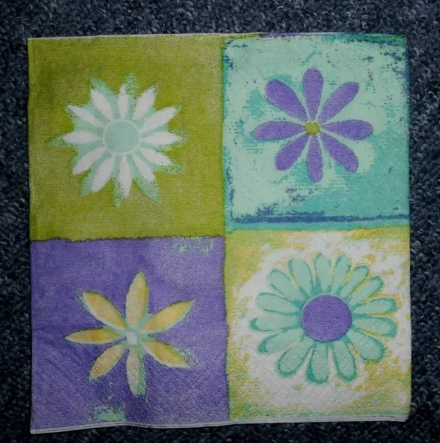 Servietten Serviettentechnik * 2 Stück - Blume Quartett lila weiß grün *Rarität
