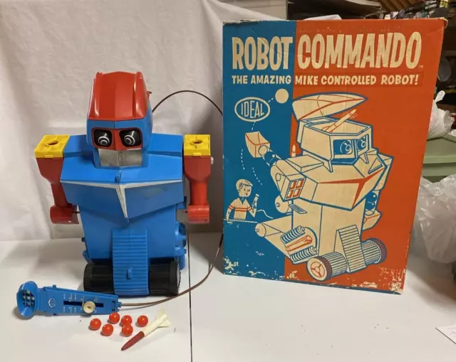 1960s IDEAL TOYS "Robot Commando" with Rocket & Balls & Original Box