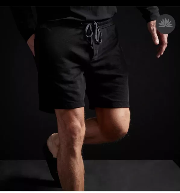 James Perse Men Black Sweat Short Contrast Waist Short Size 0