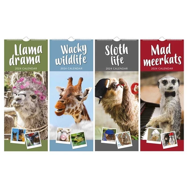 2024 SLIM MONTH To View Spiral Bound Photo Wall Calendar Wildlife UK