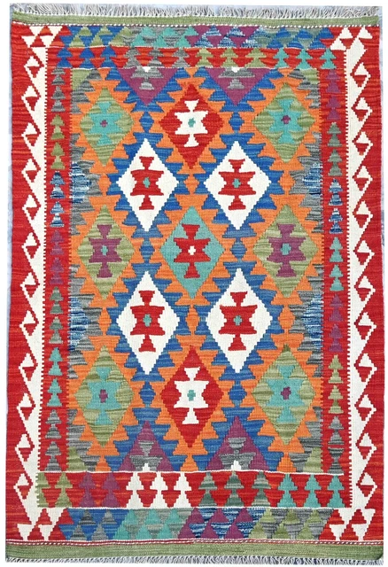 Large Afghan Kilim Rug Carpet Hand Woven Wool Kelim 167x100 cm 5.3x3.2 Ft