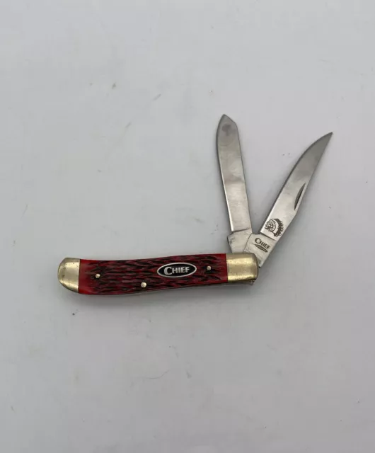 Chief Brand 2 Blade Folding Pocket Knives Jigged Bone Handle