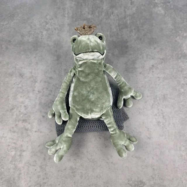 AUTHENTIC JELLYCAT FROG Prince Kiss RETIRED RARE Crown Velour Frog ...