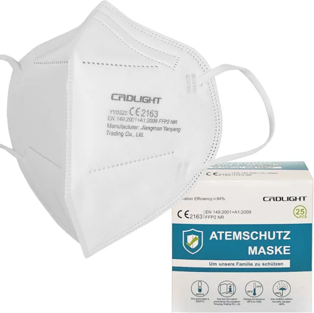 100x FFP2 Masken Mundschutz Atemschutz Maske CRDLIGHT fischform CE zertifiziert