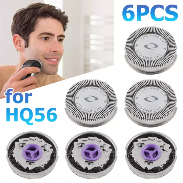 6Pcs For HQ56 Shaver Razor Head Replacement Blades Cutters For Philips Norelco