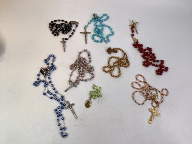 Gramma’s 8 Vintage Rosary Beads Unmarked Unique (J4)