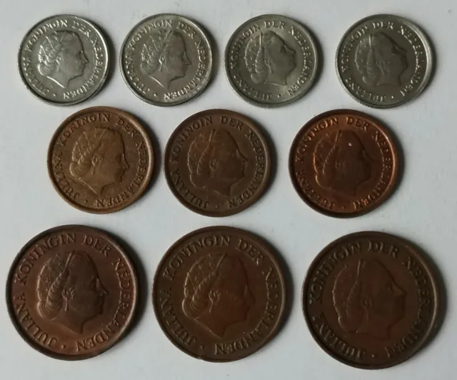 Lot de 10 pièces de monnaie des Pays-Bas