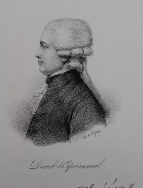 GRAVURE XIXe DUVAL d'ESPREMESNIL franc maçon portrait LALLY TOLLENDAL CAGLIOSTRO