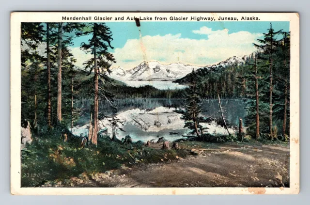 Juneau, AK-Alaska, Mendenhall Glacier, Auk Lake Antique, Vintage Postcard