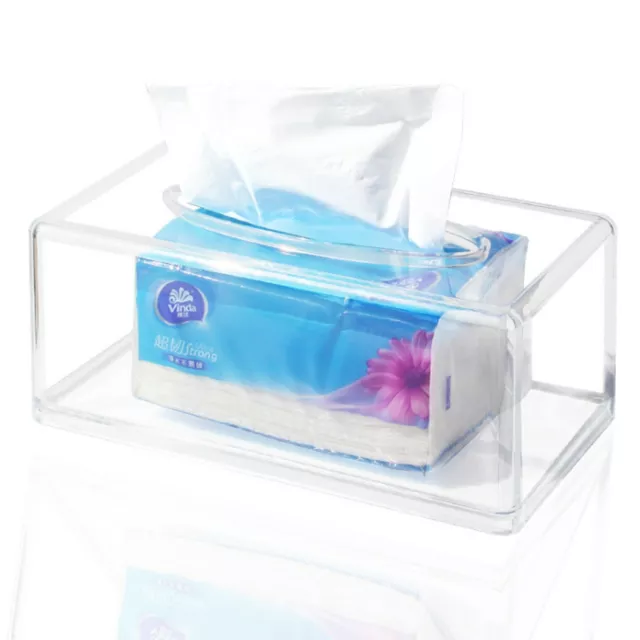 Facial Tissue Box Cover Holder Clear Acrylic Napkin Organizer Case 22 x12 x 9cm