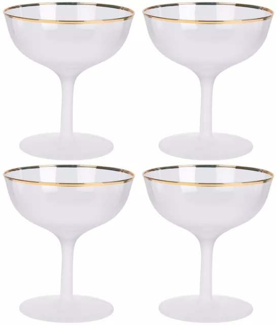 Set Of 6 Coupe Cocktail Glasses Elegant Martini Drinking Glass 250ml Gold Rim