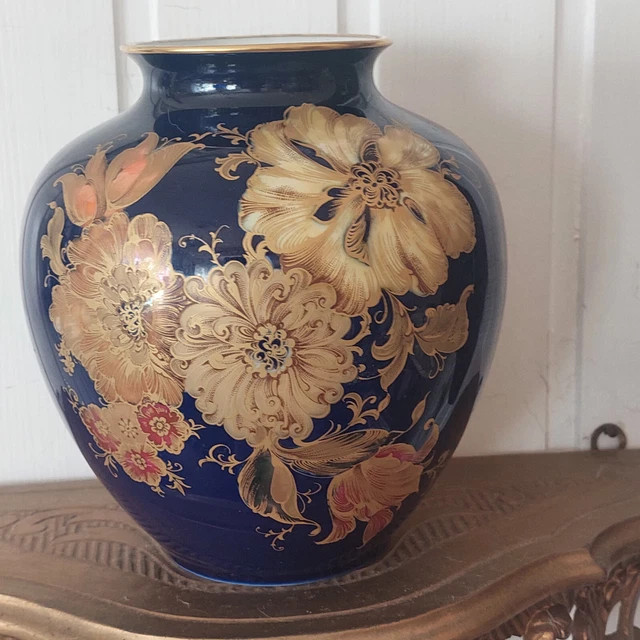 AK KAISER PORZELLAN 60er Jahre Kugelvase Porzellanvase Kobaltblau m