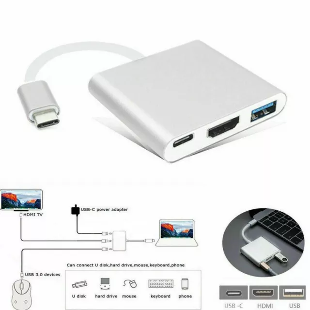 USB Tipo C a HDMI HDTV TV Cable Adaptador Convertidor Para USB-C Teléfono Tablet 3