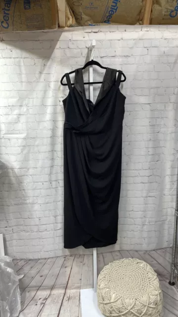 CITY CHIC Dress Black Draped Maxi Dress Size M / 18 Faux Wrap Tulip Hem