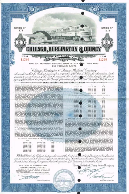 USA CHICAGO BURLINGTON & QUINCY RAILROAD stock/bond certificate