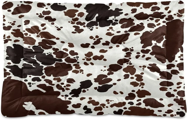 Kigai Cow Print Dog Bed Soft Comfortable Crate Pad Washable 18x24in