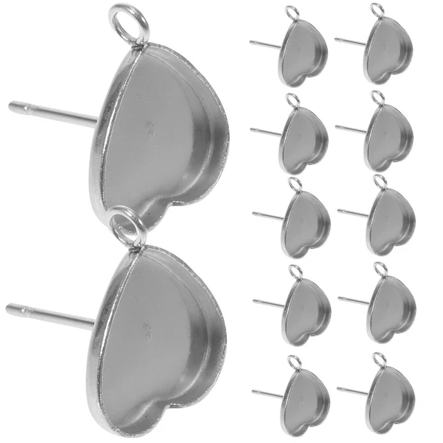Pendientes de amor pendientes de diamantes bisel corazón bandejas plata titanio acero