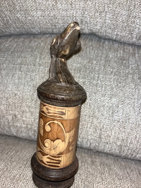 Indonesian / Balinese Handcrafted Wooden Carved Hawk Lombok Container Box 7"