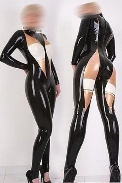 Cosplay lattice gomma catsuit nero moda body look bagnato S-XXL 0,4 mm
