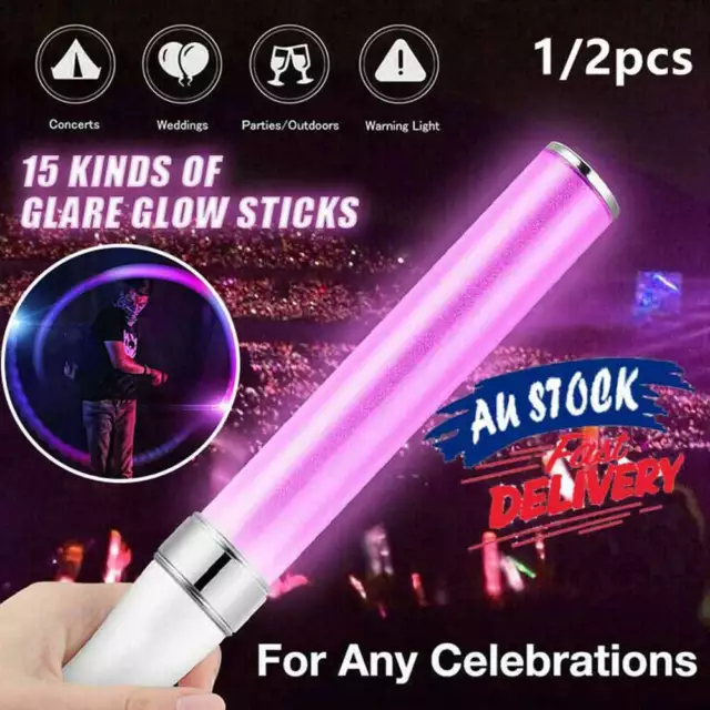New 1/2Pcs Poi Glow Sticks 15 Pattern Light Stick LED Light Concert Party Prop