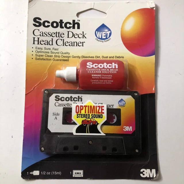 3M SCOTCH AUDIO Cassette Deck Head Cleaner Kit Tape & Liquid Solution