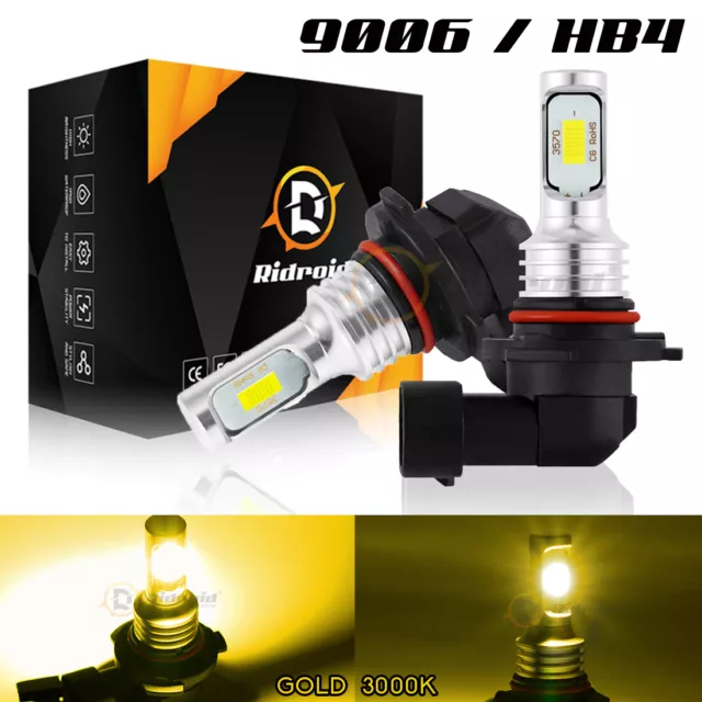 2x 9006 HB4 3000K Yellow 100W High Power 3030 LED Fog Lights Driving Bulb DRL